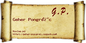 Geher Pongrác névjegykártya
